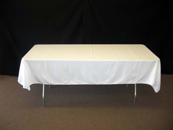 Tablecloth Draped Halfway to Floor