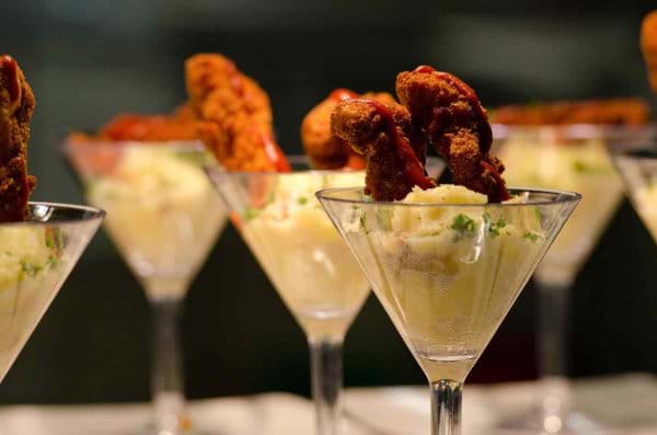 Mashed Potato and Fried Chicken in Martini Glass