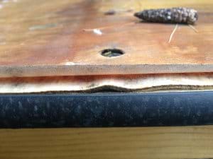 July 30-Close-Up of Wood Folding Table Layers Peeling