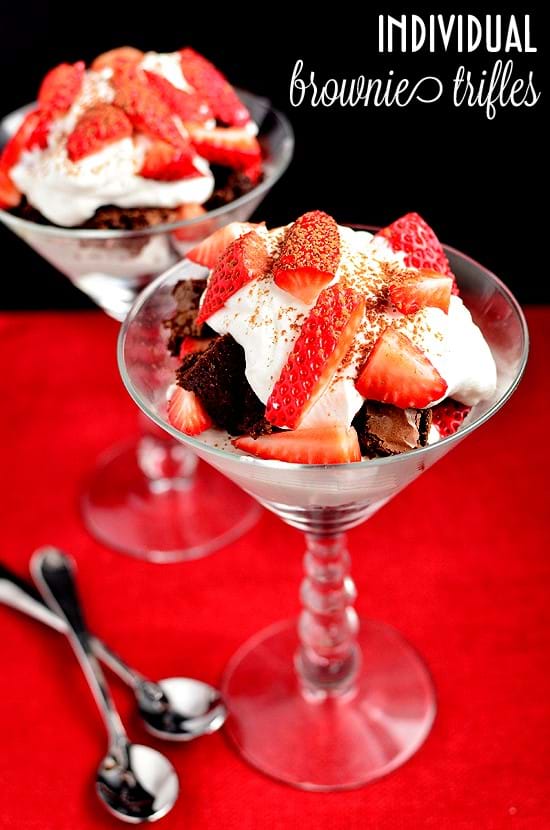 Brownie trifles in Crystal Martini Glass