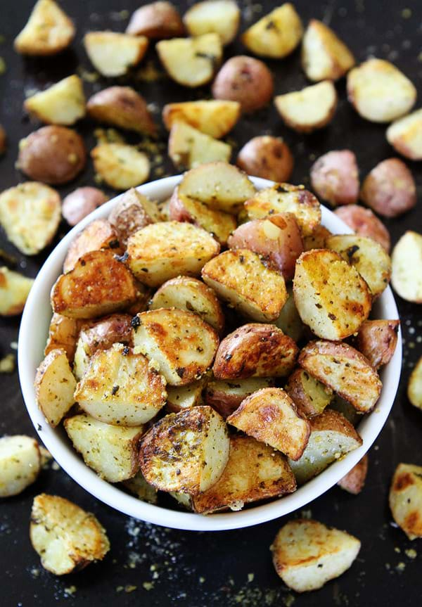 Roasted Parmesan Pesto Potatoes