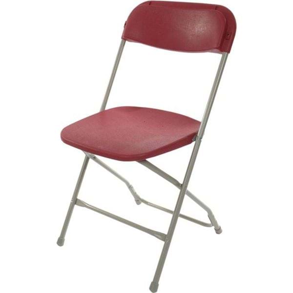 Picture of Burgundy on Grey Plastic Folding Chair