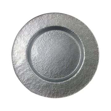 Picture of 12.5" Round Silver Hammered Glass Charger Plate