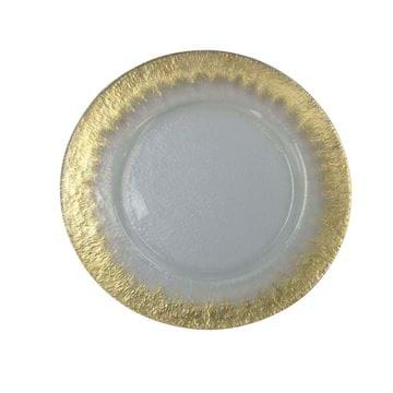 Picture of 12.5" Round Hammered Ice Gold Starburst Glass Charger Plate