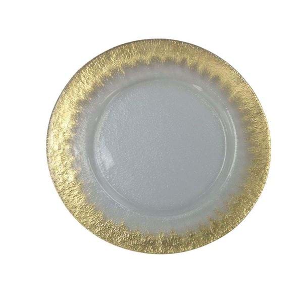 Picture of 12.5" Round Hammered Ice Gold Starburst Glass Charger Plate