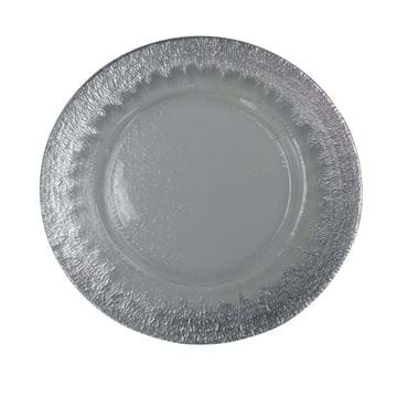 Picture of 12.5" Round Hammered Ice Silver Starburst Glass Charger Plate