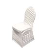 White Ruched Spandex Banquet Chair Cover-Diagonal Side