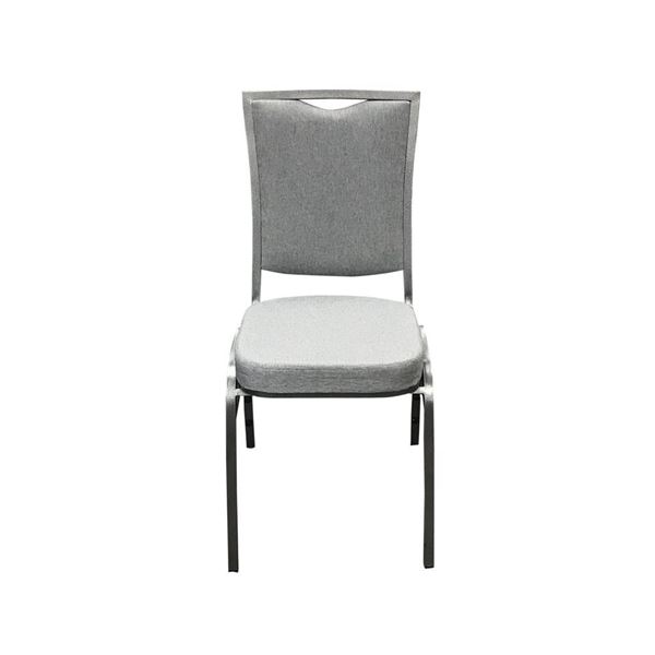 Grey Square Back Banquet Chair with Silver Vein Frame - Front