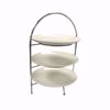 3 Tier Iron Display Stand with 3 Porcelain Plates - diagonal