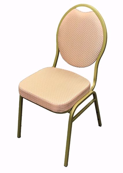 Peach Patterned Teardrop back Banquet Chair with Gold Speckled Frame