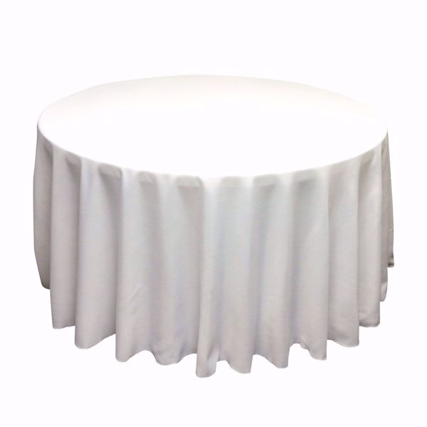 120 Inch Round Polyester Tablecloth, White Tablecloths 120 Round