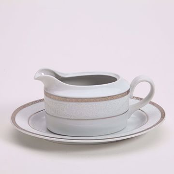 Royal Platinum Gravy Boat with Plate
